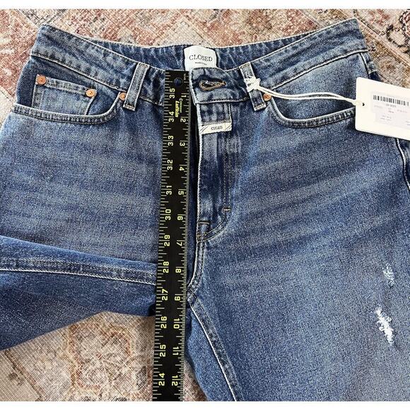 Closed Jean Milo Denim Jeans in Mid Blue High Waist Womens Size 26 NWT Raw Hem - Picture 10 of 14